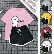 One Set Girls Short Sleeve T-Shirt & Shorts BIU BIU SET23