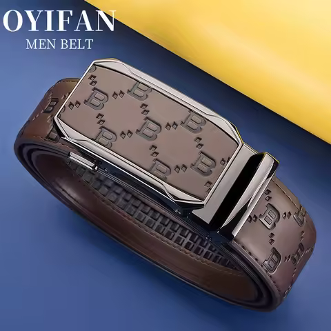 Luxury Men's Belt Genuine Leather Belt Men Adjustable Automatic Belt, Men's Business Belt Fashion De