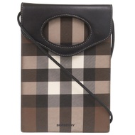 成色極佳的 Burberry 格紋手機殼，皮革/PVCブラウン單肩包/手拿包 0974 [二手] BURBERRY