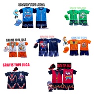 SETELAN BAJU ANAK 1 SET BOBOIBOY TOPI KOLEKSI SETELAN BAJU ANAK BOBOIBOY GALAXY AIR API HALILINTAR S
