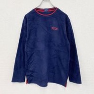 古著 Polo by Ralph Lauren Lauren 抓絨套頭衫，海軍藍，L 碼