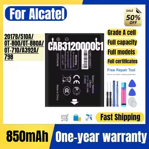 CAB3120000C1 for Alcatel 2017B/510A/OT-800/OT-880A/OT-710/A392A/798 Phone Battery Battery Replacemen