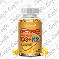 Mulittea 120pcs USA Vitamin D3 dengan vitamin K2 Penyerapan Kalsium, Kesehatan Tulang & Sendi,