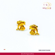 WELL CHIP Dolphin Studs Earrings - 916 Gold/Anting-anting Kancing Lumba-lumba - 916 Emas