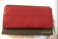 Longchamp 真皮荔枝紋長夾-紅色