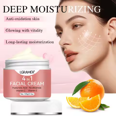 4 in1 Face Cream Hyaluronic Acid Nicotinamide Vitamin C Vitamin E Restores Health Luster Deep Moistu