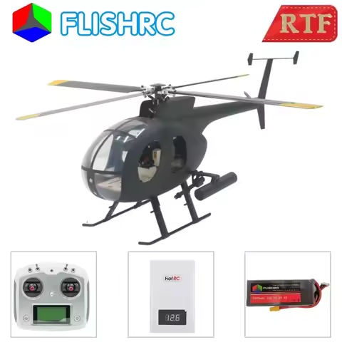 FL450 V5 FLISHRC AH-6 Little Bird 450 Size Helicopter Scale 6CH GPS with Flight Control RTF BNF Hobb