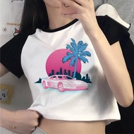 Miami Vice cropped top girl goth grunge kawaii tshirt gothic baddie japanese meme goth