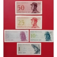 Indonesia 1 5 10 25 50 Sen set 1964 (UNC)