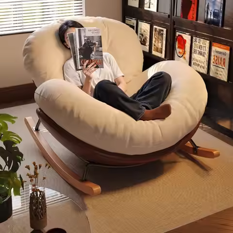 Egg Shell Rocking Chair Lounge Recliner Bed Sleep Rest Foldable Single Seater Indoor Outdoor Casual 
