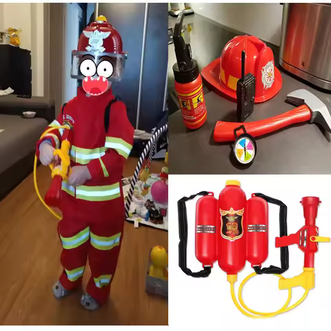 Fireman Kids Uniform Car Tent Sam Cosplay Children Luxury Firefighter Water Gun 6Pcs Toys Set Boy Gi