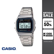 CASIO นาฬิกาข้อมือ CASIO รุ่น A158WA-1DF วัสดุสเตนเลสสตีล สีดำ