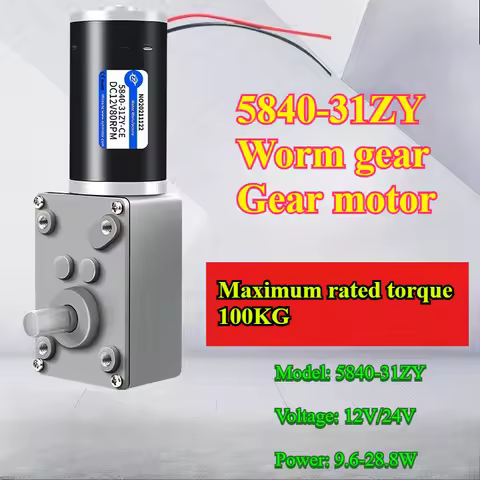 5840-31ZY Turbine Worm Micro DC Retarder Motor Self-locking Speed Regulation Slow Motor 12V24V