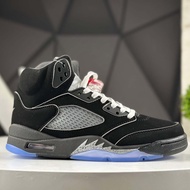 [Ready Stock Free Shipping]Black Silver AJ5 Retro High-Top Basketball Shoes American Fashion All-Mat
