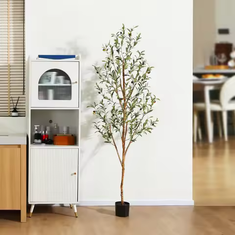DR.Planzen Artificial Olive Plants with Realistic Leaves and Natural Trunk, Silk Fake Olive Tree in