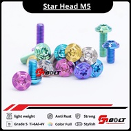 Titanium Star Head Bolts Grade 5 Star Head/ size m5 (Thread 8) Titanium Material Ti-6Al-4V