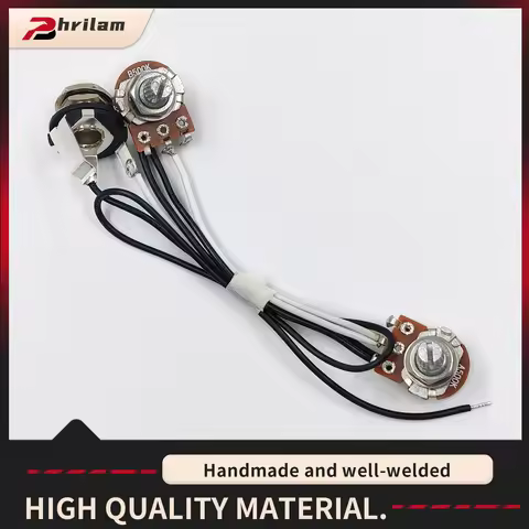 PHRILM PB Bass Prewired Circuit, PVC Cable with Prewire Kit for Precision Bass Guitar Mini 500K Pote