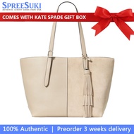 Kate Spade Handbag In Box 454 Suede Fringe Tote Bag Light Sand KN585