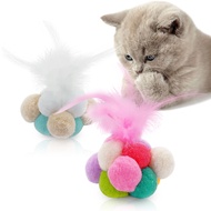 Interactive Kitten Feather Toys Cat Ball Toy Natural Catnip Kitty Catch Chewing