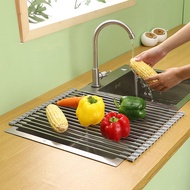 304 Stainless Steel Drainage Screen Sink Drain Plate Rack Foldable Silicone Drainage Rack Anti-Mold 