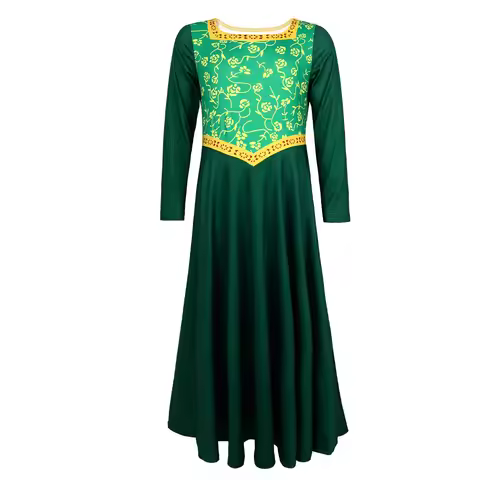 Halloween Shrek Princess Fiona Cosplay Stage Performance Green Long Dress