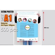 Print Saiz A1 Poster 500 pcs Kualiti 128gsm