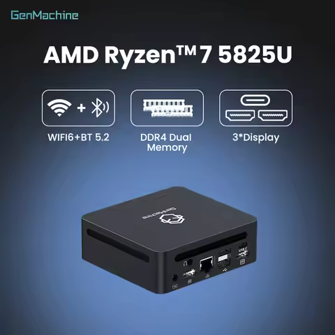 Mini Pc Gamer Genmachine AMD Ryzen 7 5825U Mini Pc Windows 11 Ryzen Desktop 8C/16T 4.4GHz Perfect fo
