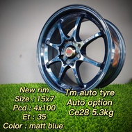 🔥🔥Auto Option 🇹🇭🇹🇭🇹🇭Ce28 15x7jj 4x100 ET35 5.3kg New rim  matt blue Johor baru