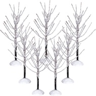 7 Pieces Mini Christmas Decor Trees,Snow Covered Branch Village Trees,Artificial Christmas Village D