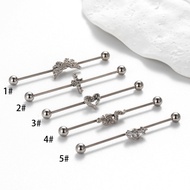1 Piece 16Gauge Stainless Steel Industrial Barbell Earring Stud Cross Heart Wing Snake Shape