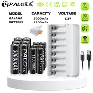 PALO 8-slot battery charger 1.2V AA AAA NI-MH rechargeable battery can be mixed charged