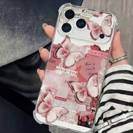 1pc Creative Transparent Four-Corner Shockproof Airbag Phone Case With Newspaper Butterfly Love Desi