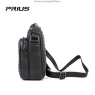 DELLON Black Woven Men's Leather Sling Bag