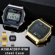 A158/159 Upgrade Stee Case Mod Kit For Casio A158w A159w F-91w Metal Bezel Strap 593 movement Replac