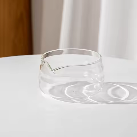 New Transparent Glass Matcha Bowl Smooth Reusable Matcha Making Kit with Pouring Spout Tea Bowls Tea