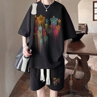 Men Japanese Style Five-point Sleeve Literary Casual Suit Simple T-shirt Harajuku Trendy Five-point 