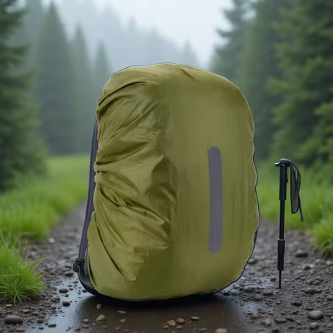 Waterproof Backpack Cover Reflective Strips 10L-80L 6 Sizes Lightweight 46-110g Silver Coating Black