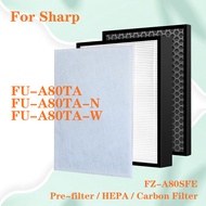 สำหรับเครื่องฟอกอากาศ Sharp FU-A80TA FU-A80TA-N FU-A80TA-W FZ-A80SFE ตัวกรองกลิ่นถ่านกัมมันต์และตัวกรอง HEPA ทดแทน