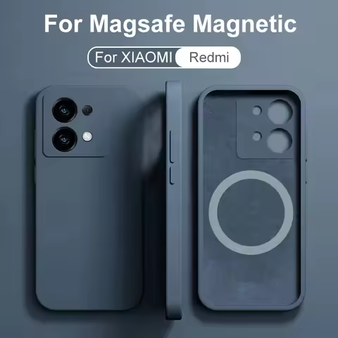Liquid Silicone Magnetic Phone Case For Xiaomi Redmi Note13 12 11 10 Pro Plus For Magsafe Cover For 