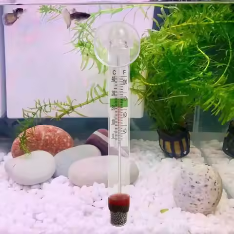 Digital Floating Aquarium Vertical Thermometer with Suction Cup Fish Tank Glass Temperature Measurin