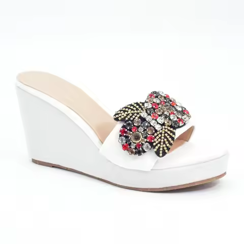 Italian Lady Shoes Rhinestone Design Wedges Shoes for Women Platform Shoes High Heels Thick Heel Sli