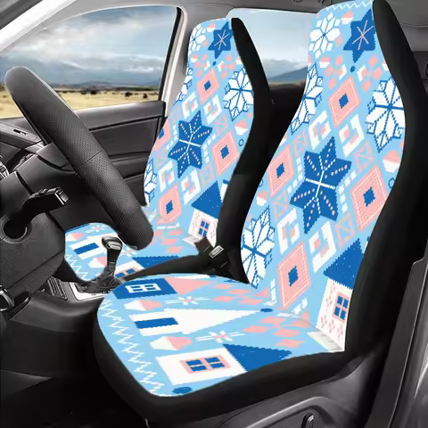 1 Set of Snowflake Geometric Nordic Car Seat Protector, Universal All-Year 2pcs/5pcs High-Back Scand