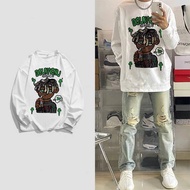 American Creative Cartoon Character Printed Long-Sleeved T-shirt Men and Women Autumn Loose Design F