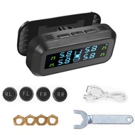 TPMS Tyre ระบบตรวจสอบแรงดันลมยางพลังงานแสงอาทิตย์ สัญญาณเตือนอุณหภูมิ TMPS เซ็นเซอร์ภายนอกยาง 4 ล้ออ