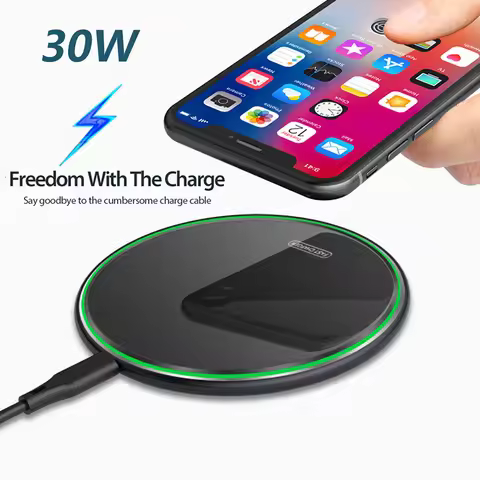 30W Wireless Charger USB Type-C Fast Charging Pad Quick Charge QC 3.0 For iPhone 15 14 13 12 11 XS X
