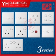 UMS 3 series Switches &  Socket ( White ) 1gang 2gang 3gang 4gang 20A heater switch 15A switch socke