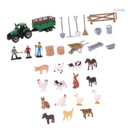 【CH】 Animal Toy Set Plastic  Animal Figurines Tractor Fence Toy  Playset