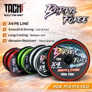 TACHI BARRA FORCE PE 4X Casting Braided Line 100M 6-60lbs Line Saltwater Freshwater Tali Ultra Stron
