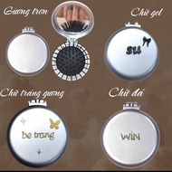 Mirror with comb with name attached in many styles according to customer's wishes, 3 charms, 6cm wid