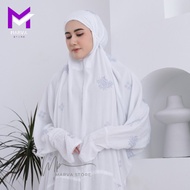 Marva - Mukena Terusan Putih Dewasa Bordir Amila Katun Premium Ready